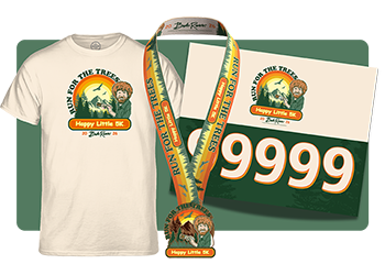Bob Ross-inspired T-shirt, medal and bib