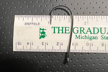 It is unlawful to use gear with hooks measuring larger than a half-inch from point to shank, like the hook pictured here, from Nov. 1 to Nov. 30.