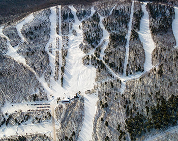 bird's-eye view of snow runs