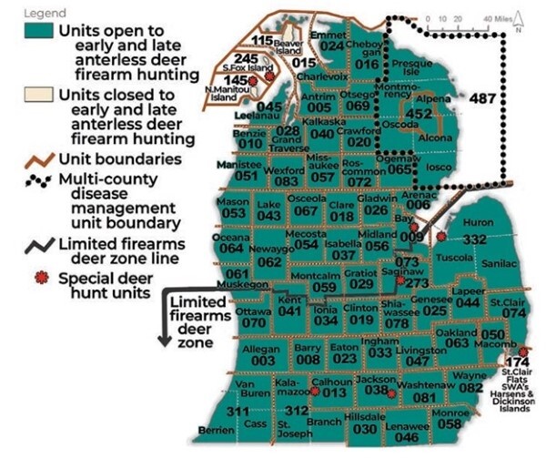 Late antlerless firearm deer season DMU map 2026