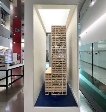 The gallery features a 5-foot model of Proto-Model X  (PMX) by Gensler,  a scale model. Courtesy of The Skyscraper Museum.