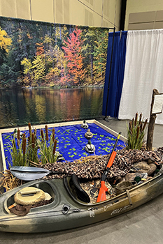 display set up to look like a waterfowl hunting crime scene