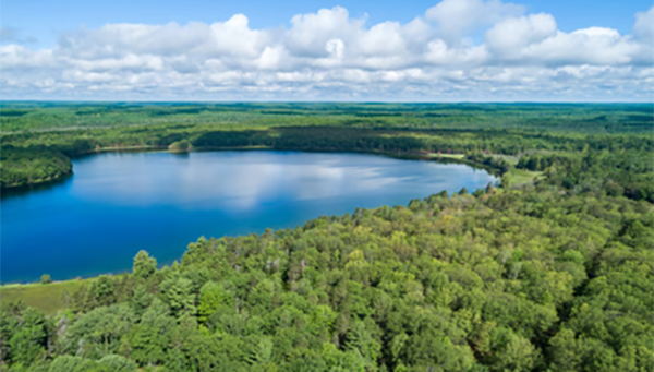 Black River Ranch transaction aerial view of lake and forest