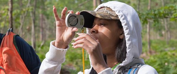 A student during a forestry activity