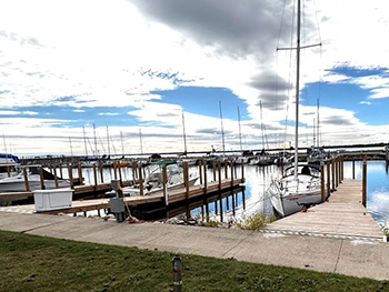 boats parked in slips