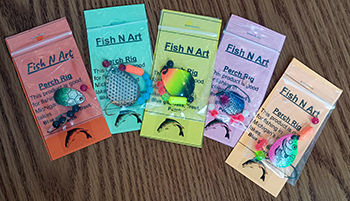 Packaged perch rigs made by the students.