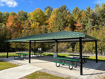 A new accessible pavilion was recently completed at Platte River State Fish Hatchery (Benzie County) to accommodate large groups and school tours.