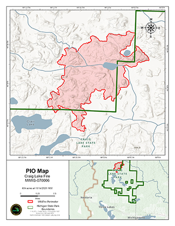 Craig Lake Fire map