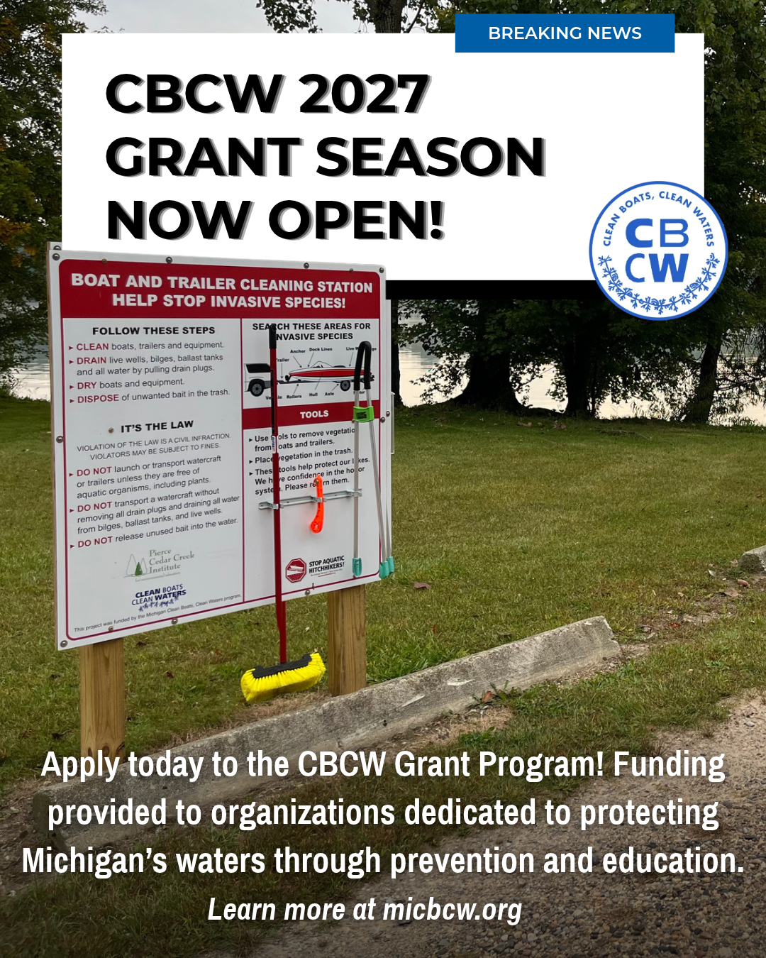 A poster announcing "CBCW 2027 Grant Season Now Open!"