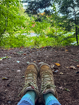 A hiker's boots are shown.