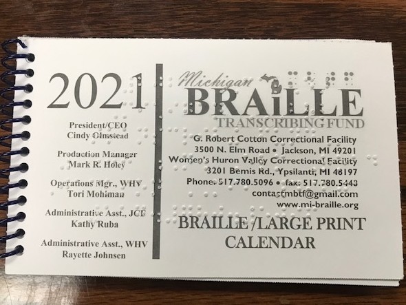 michigan braille transcribing fund calendar