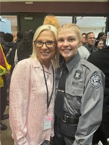 Molly and her daughter Baily at her officer academy graduation in March. 