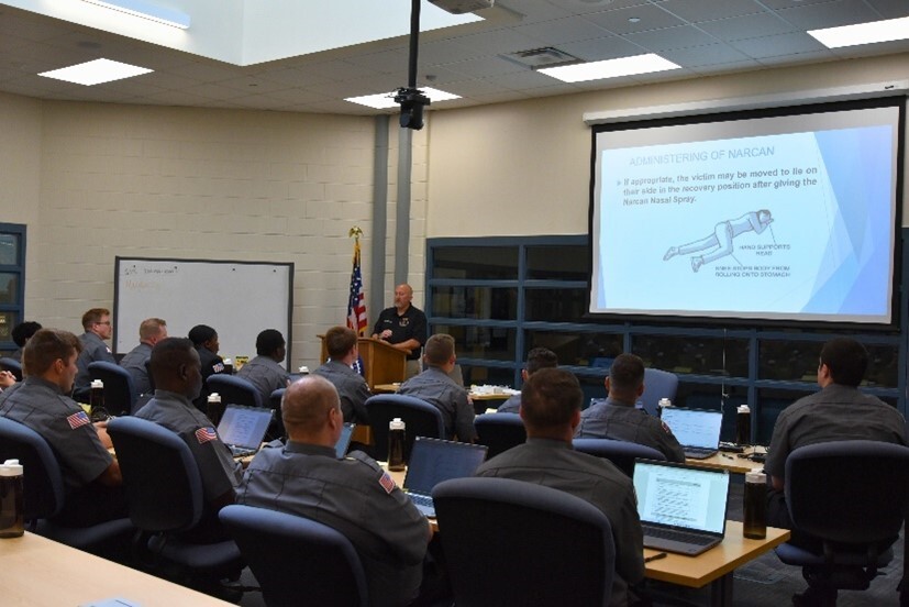 Recruits getting training in emergency first aid 
