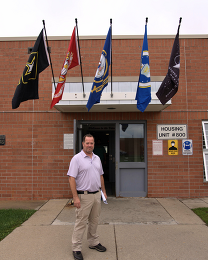 CPC Schur in front of the veterans unit