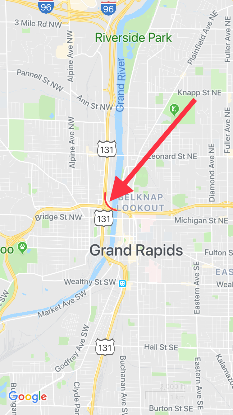 Map Of Us 131 In Michigan Ramp Closure: Sb Us-131 To Eb I-196, Grand Rapids, September 20-21