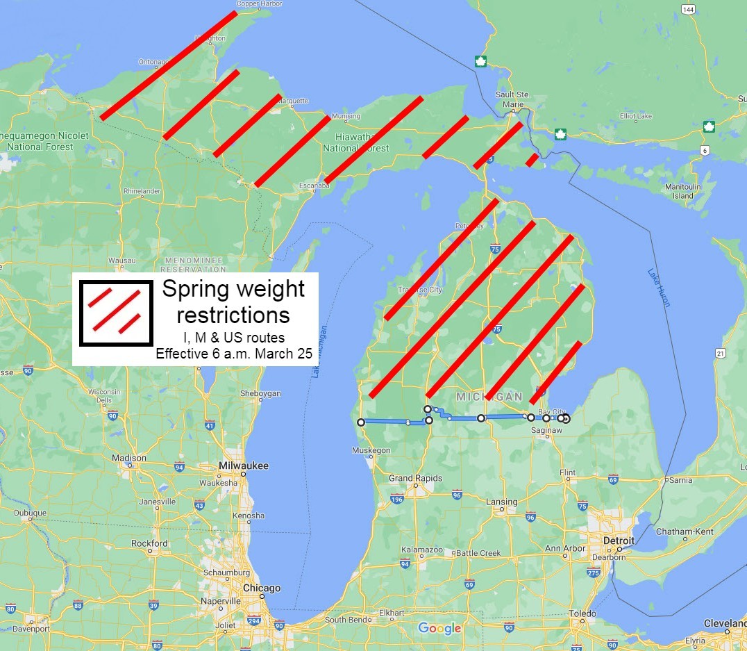 Mdot Truck Operators Map Mdot Lifts Seasonal Weight Restrictions Thursday On More State Roads In Southern Michigan