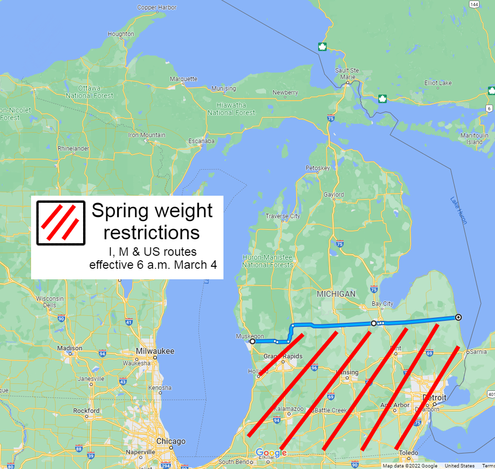 weight restrictions map