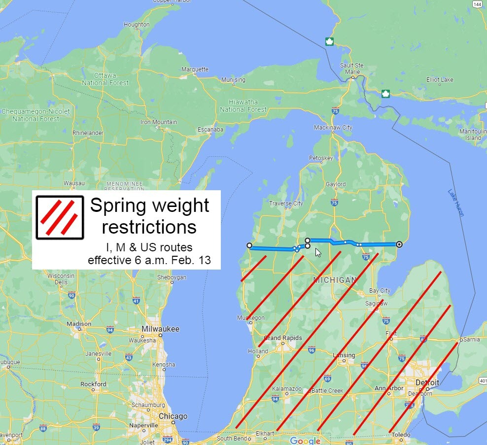 Weight restriction map 1