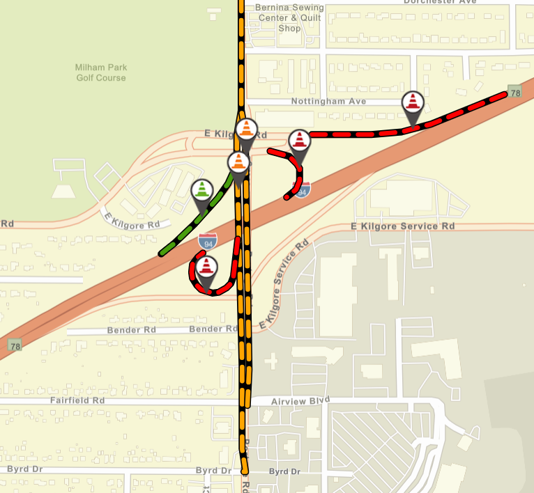 SB Portage Road ramp to WB I-94 closed