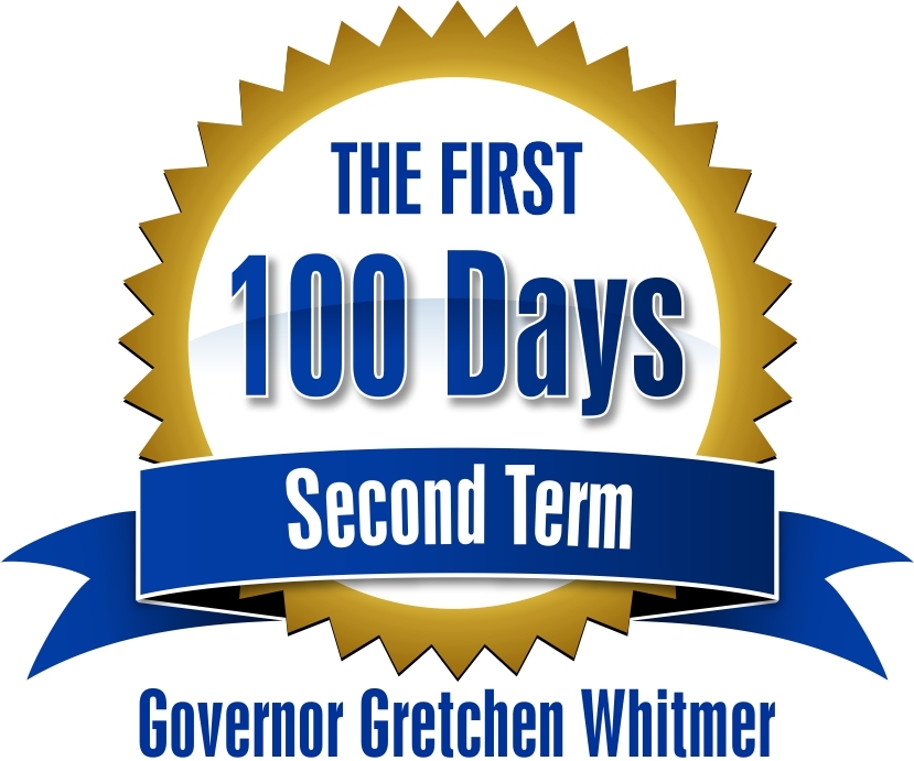 Gov. Gretchen Whitmer first 100 Days graphic