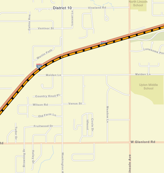 Map of Washington Avenue closure over I-94 in Berrien County