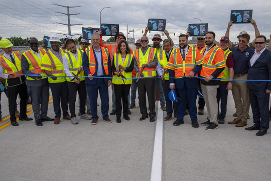 Ribbon cutting on the Miller-Rotunda bridge.