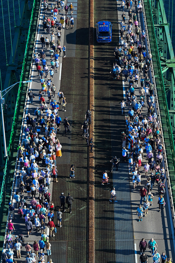 Mackinac Bridge Walk 2026 aerial photo