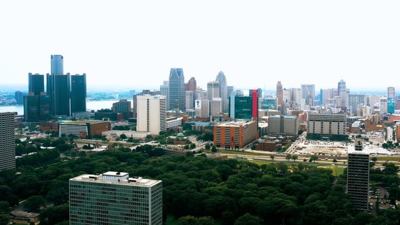 Detroit aerial shot