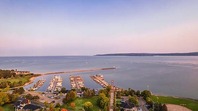 A view overlooking the harbor in Petoskey and Little Traverse Bay.