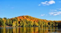 Fall color along a lake.