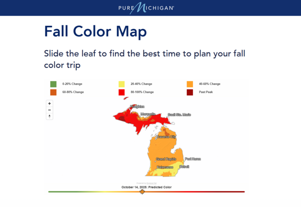 Interactive fall color map on michigan.org.