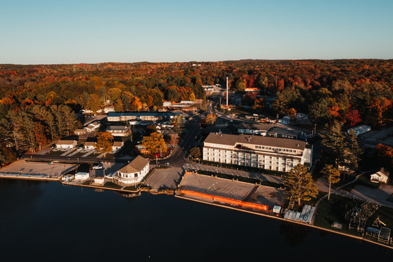 aerial view of of downtown Silver Lake in the fall