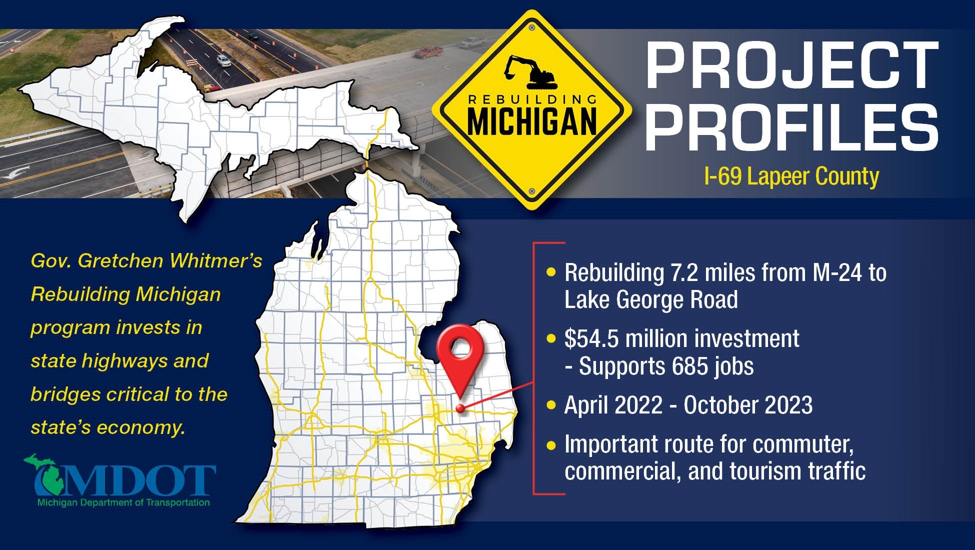 Project profile of Rebuilding Michigan project along I-69 in Lapeer County