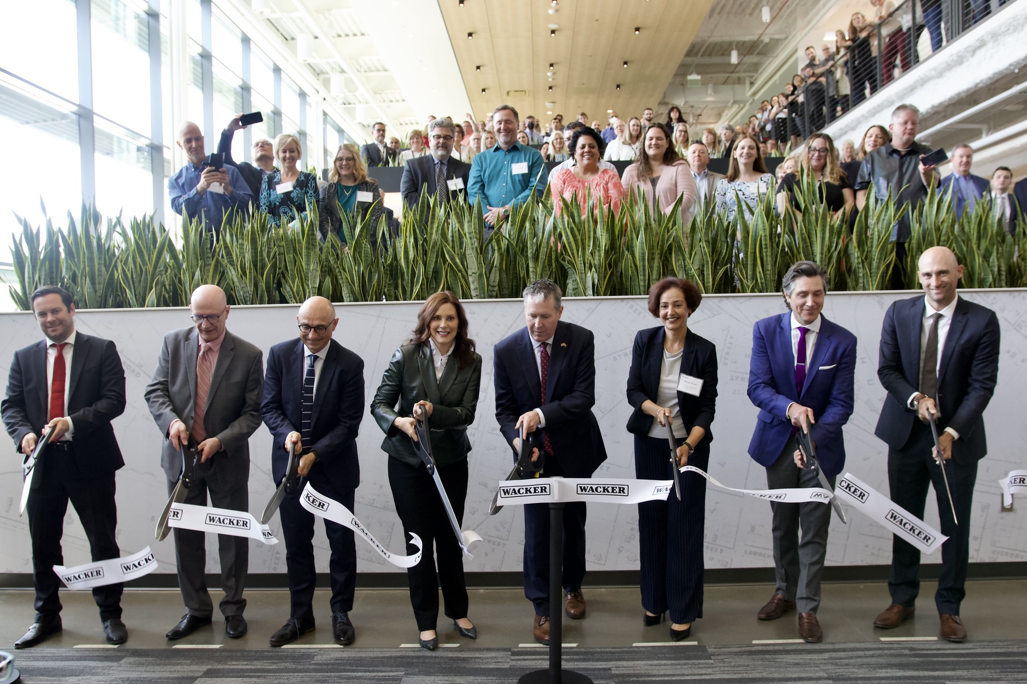 Governor Whitmer participates in a ribbon cutting ceremony at Wacker Innovation Center.