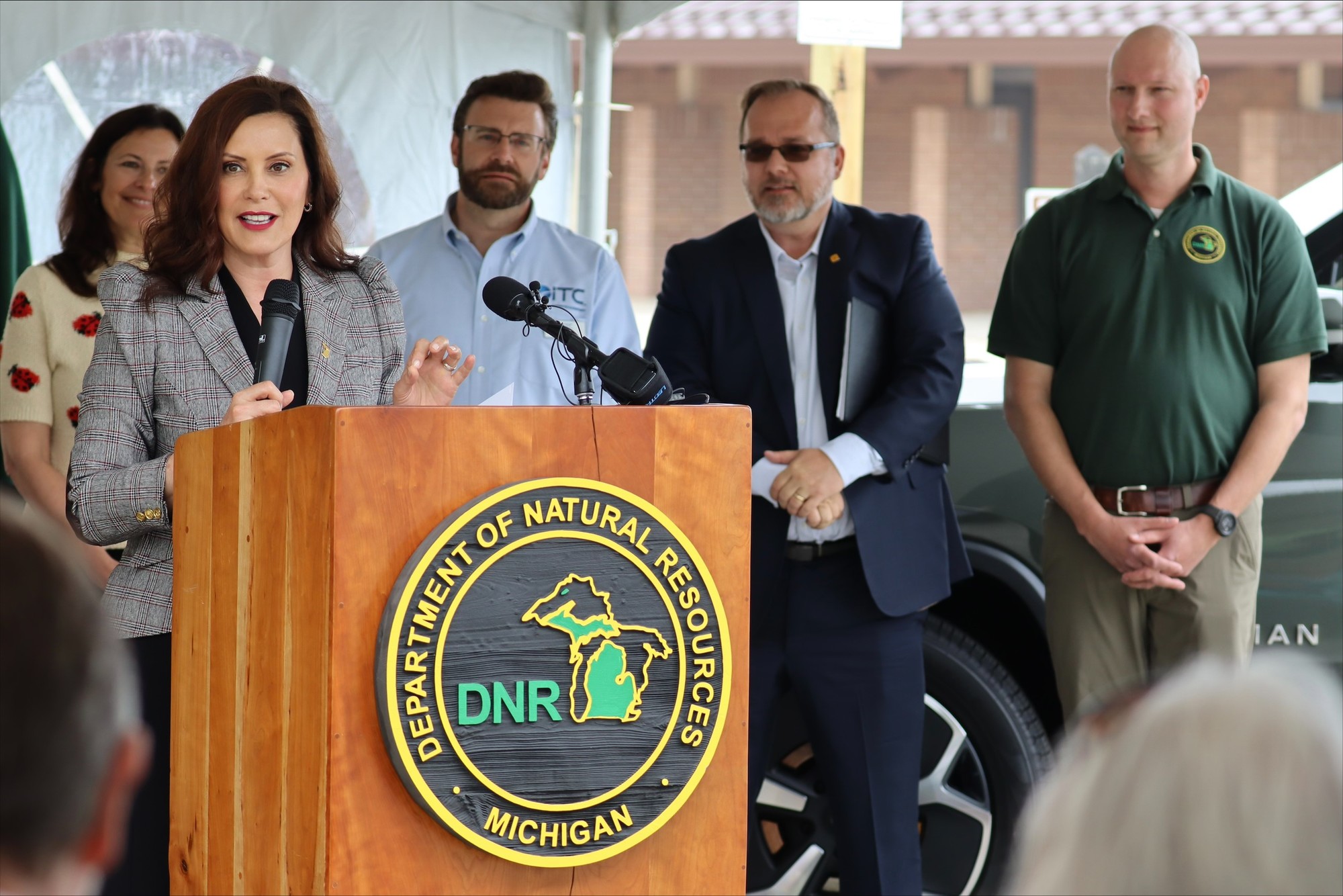 Governor Whitmer at EV charger press conference