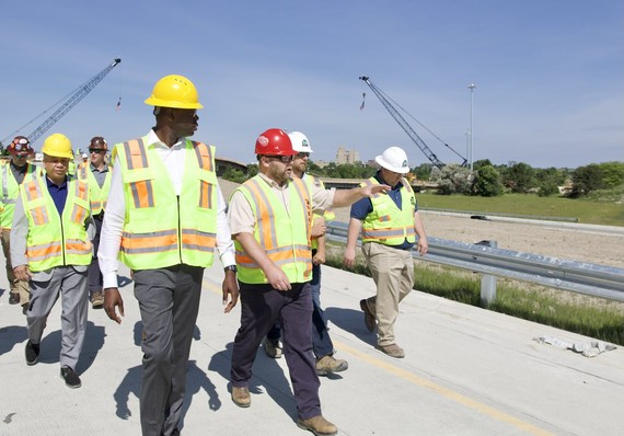 LG Gilchrist in a hard hat 