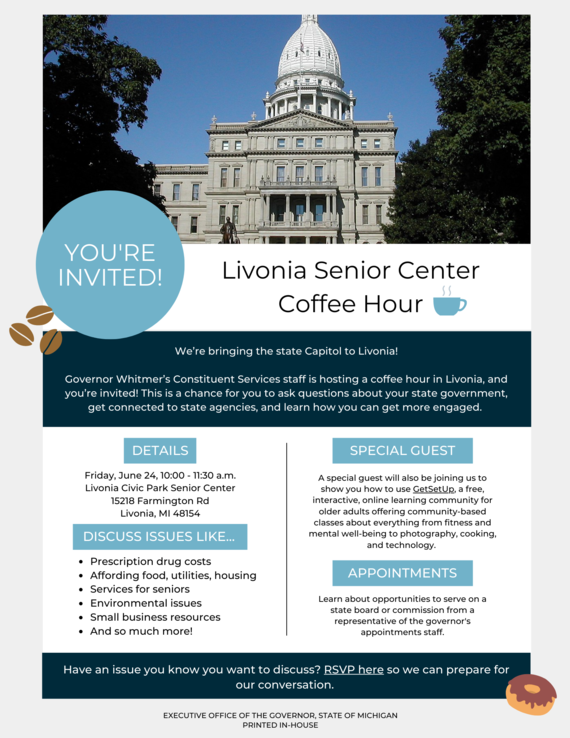 Livonia Coffee Hour flyer