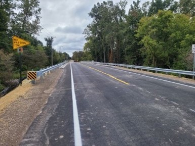 photo showing the newly repaired Palms Road Bridge 