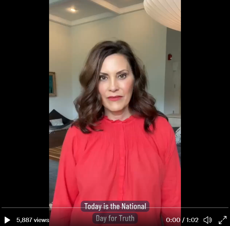 Governor Whitmer video about Orange Shirt Day