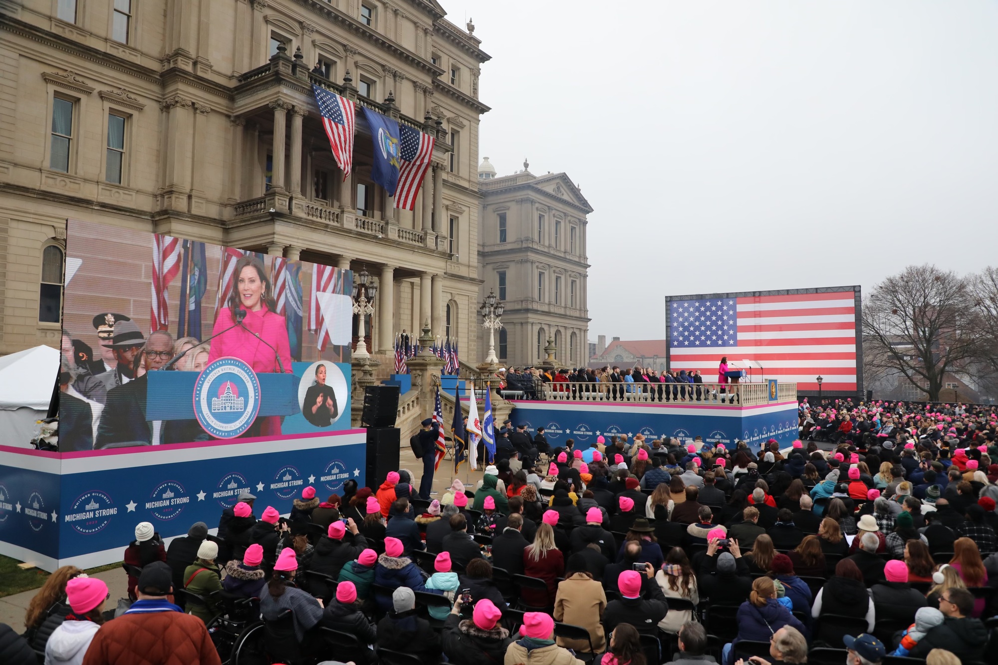 Crowd and stage at the inauguration ceremony