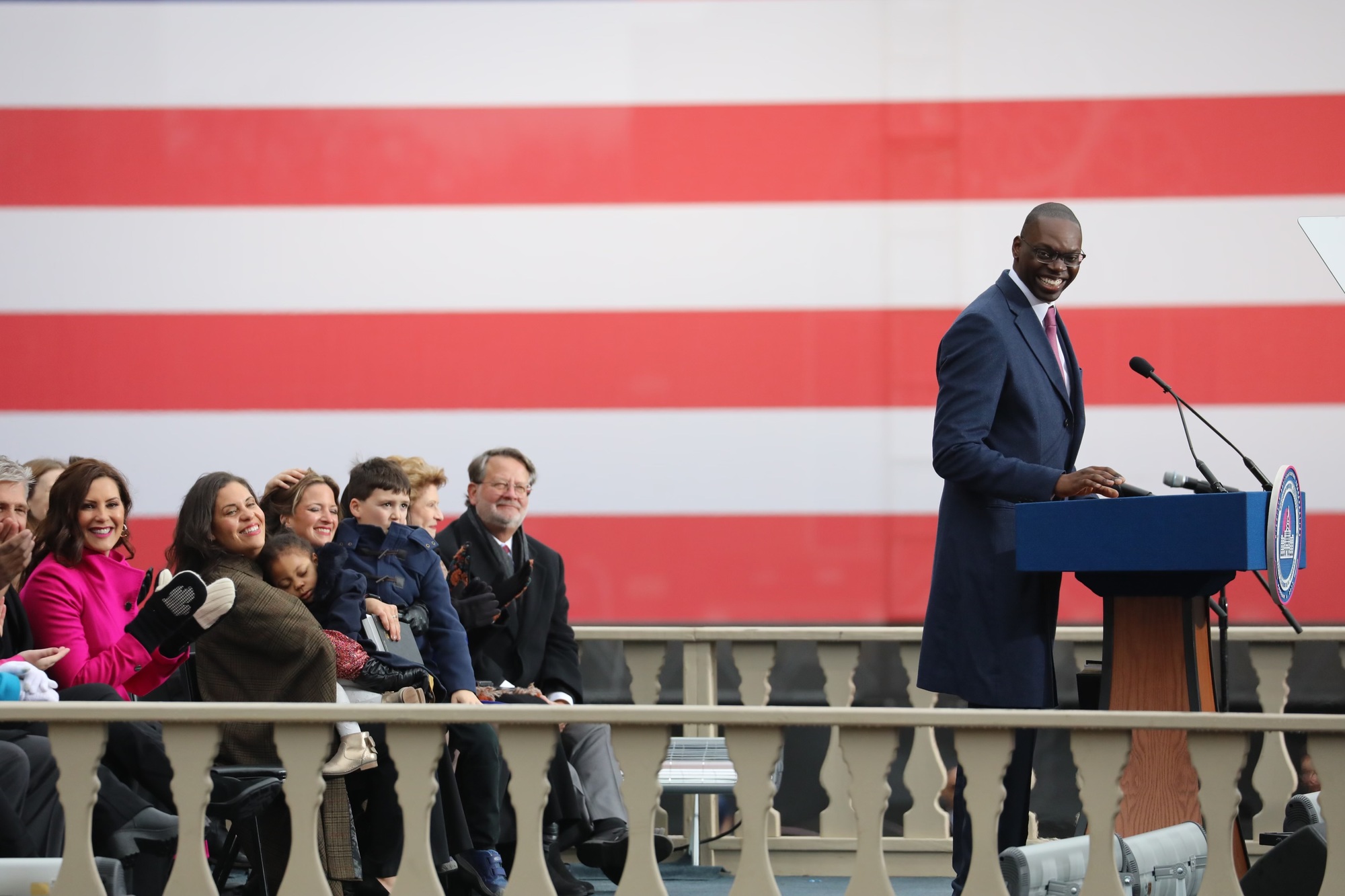 Lieutenant Governor Garlin Gilchrist II addresses the crowd at the inauguration ceremony (close up shot)