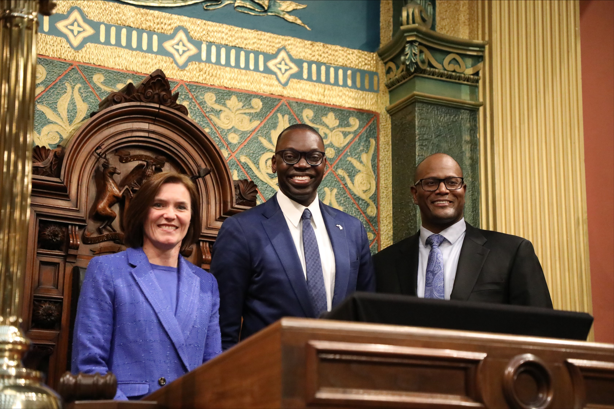 Senate Majority Leader Brinks, Lieutenant Governor Garlin Gilchrist II, House Speaker Tate