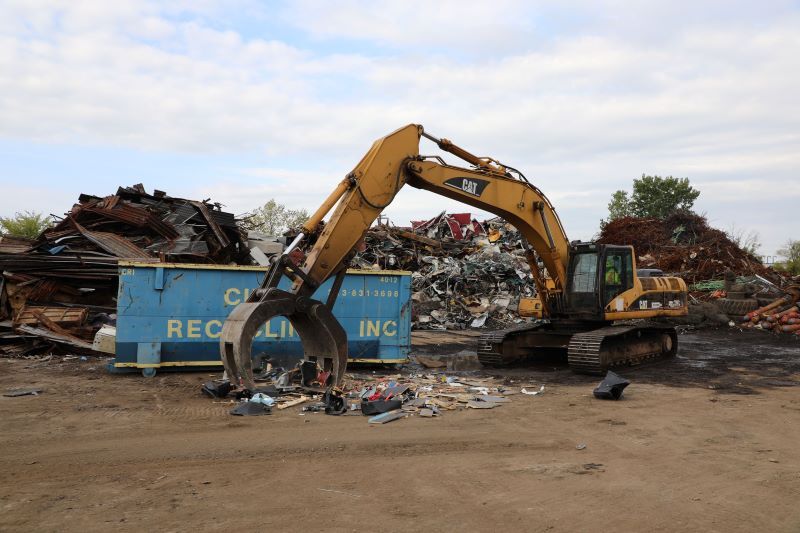 Destruction of illegal gaming machines at a Detroit junkyard.