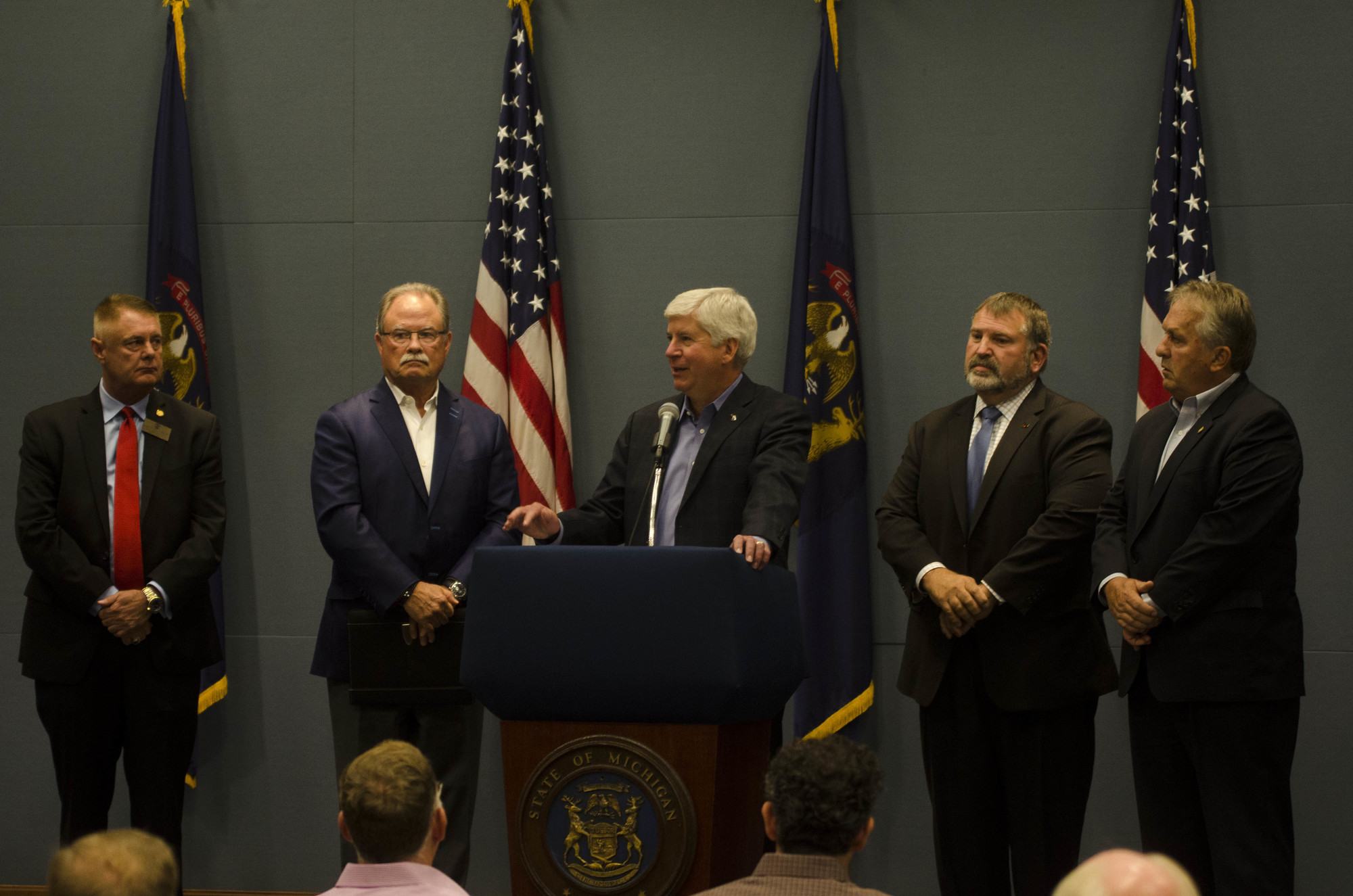 Gov. Snyder speaking at the press conference