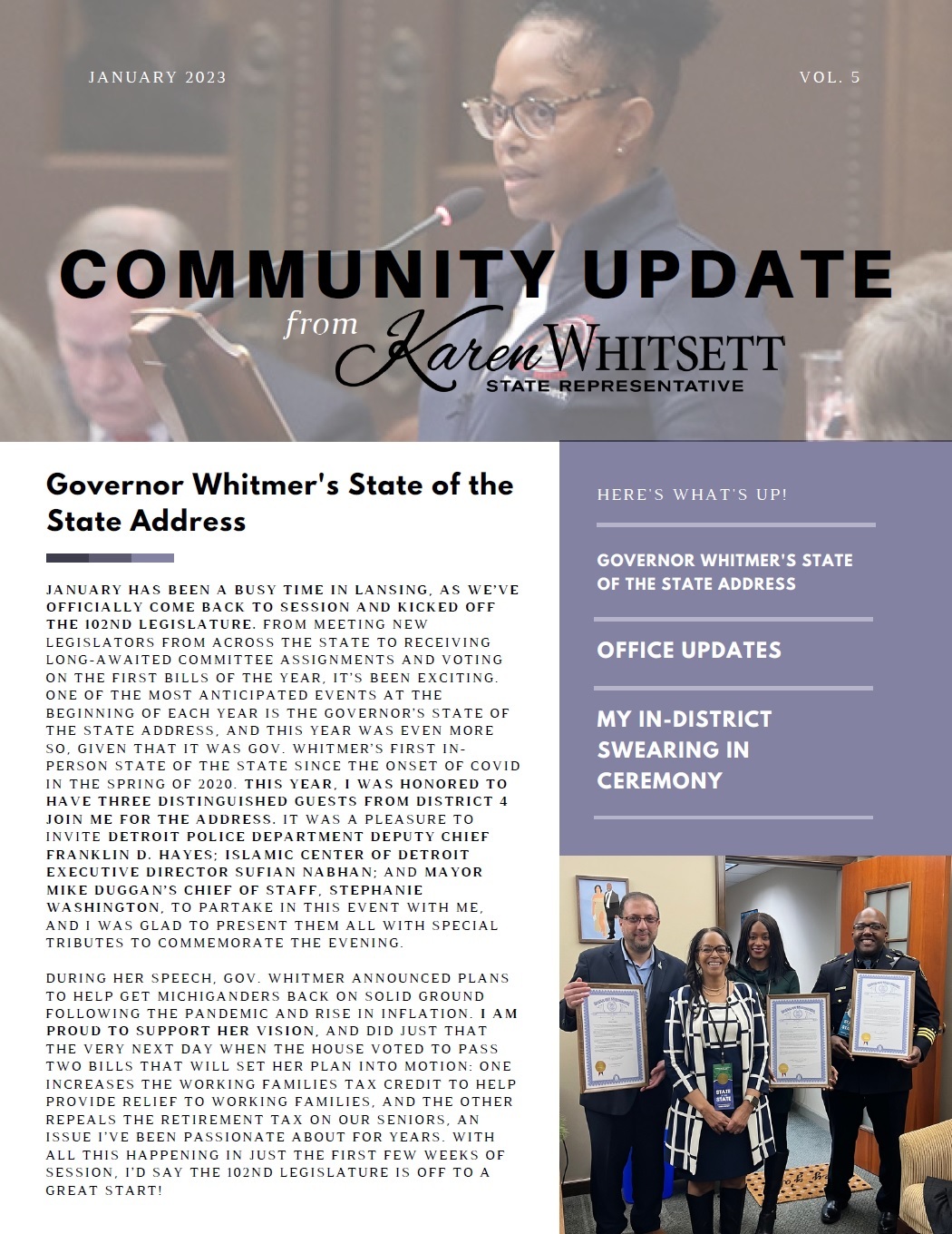 Community Update from Rep. Whitsett