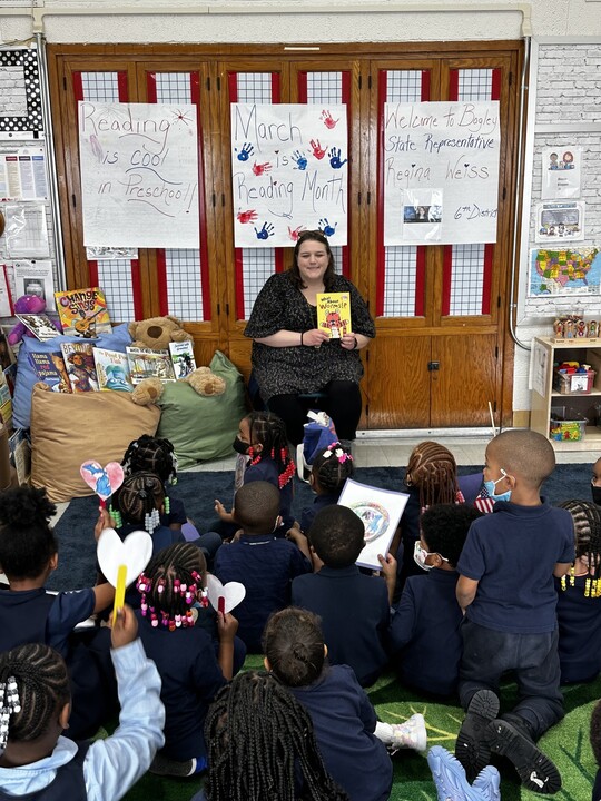 Rep. Weiss visits with students during March is Reading Month
