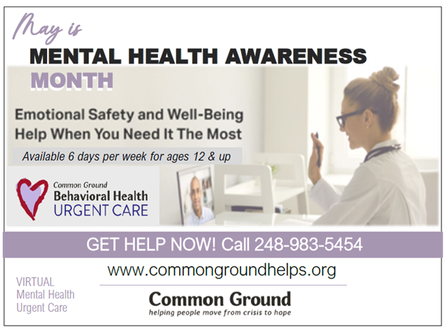 Graphic containing details on Mental Health Awareness Month.