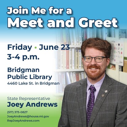 Join Rep. Joey Andrews for a Meet and Greet at Brigman Public Library on Friday, June 23