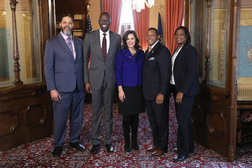 Left to right: Lt. Gov. Gilcrest, Gov. Whitmer, Rep. Carter, Lisa Carter