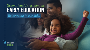 Graphic that reads "Generational Investment in Early Education. Reinvesting in our kids."